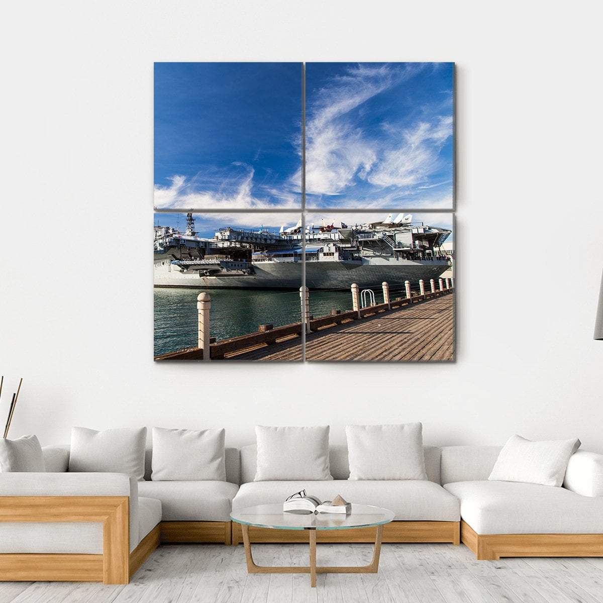 USS Midway Aircraft Carrier Canvas Wall Art-4 Square-Gallery Wrap-17" x 17"-Tiaracle