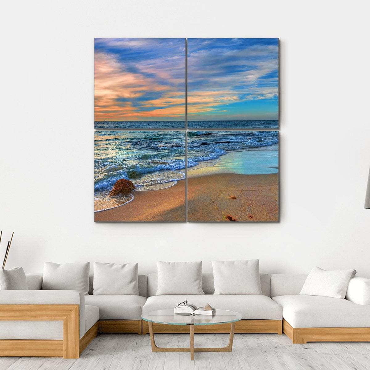 Sunset Beach Perth Western Australia Canvas Wall Art-4 Square-Gallery Wrap-17" x 17"-Tiaracle