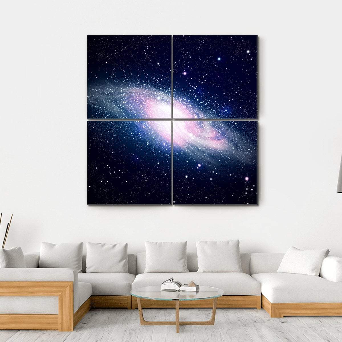 Glowing Galaxy & Stars Canvas Wall Art-4 Square-Gallery Wrap-17" x 17"-Tiaracle