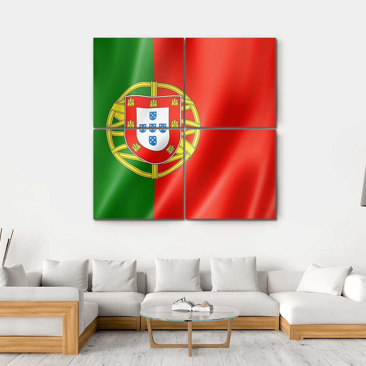 Portugal Flag Canvas Wall Art-4 Square-Gallery Wrap-17" x 17"-Tiaracle