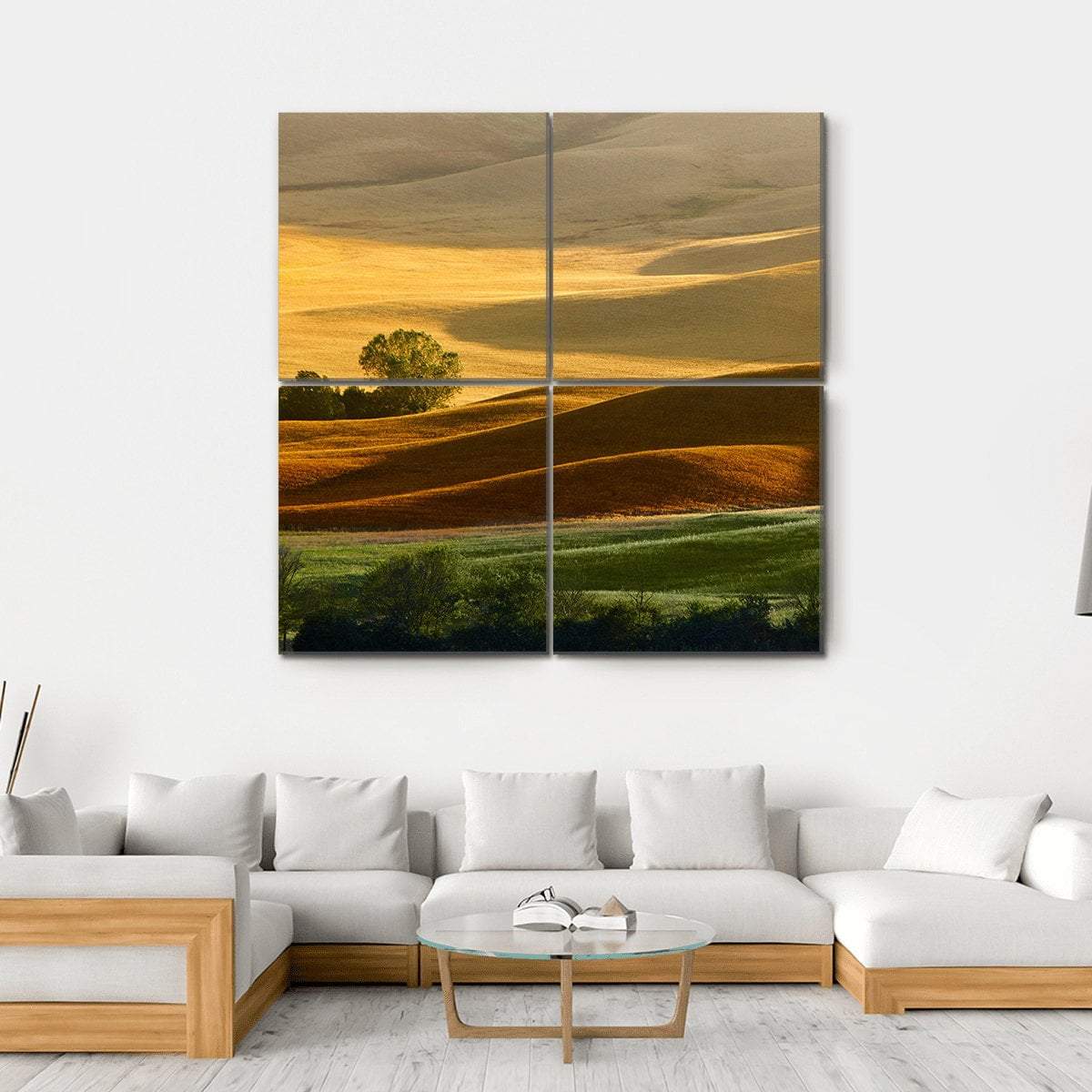 Countryside Landscape Tuscany Canvas Wall Art-4 Square-Gallery Wrap-17" x 17"-Tiaracle