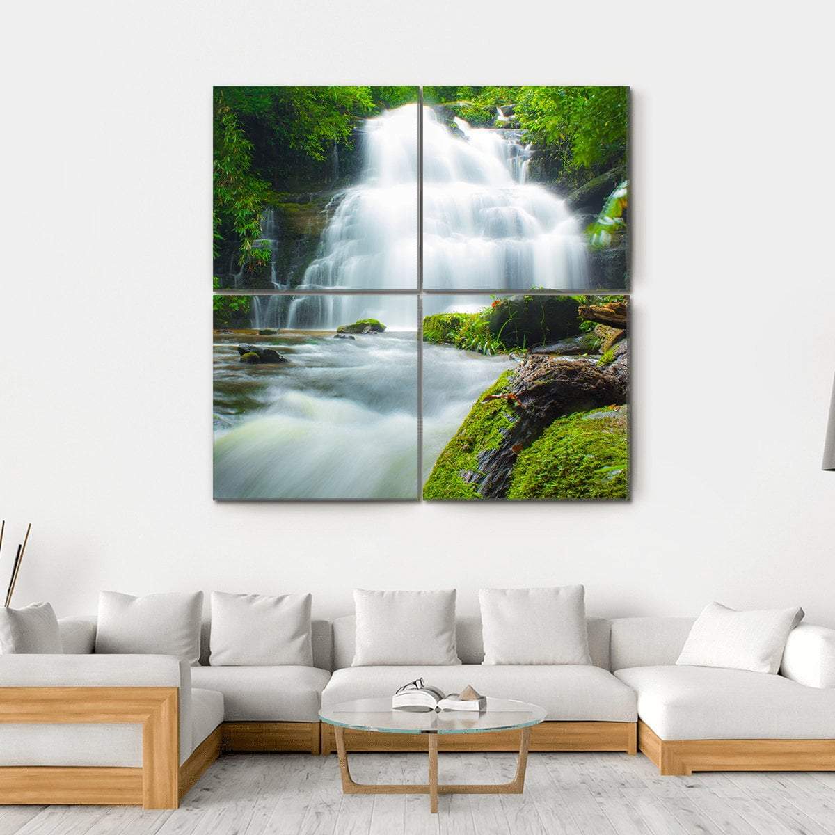 Mundaeng Waterfall Thailand Canvas Wall Art-4 Square-Gallery Wrap-17" x 17"-Tiaracle