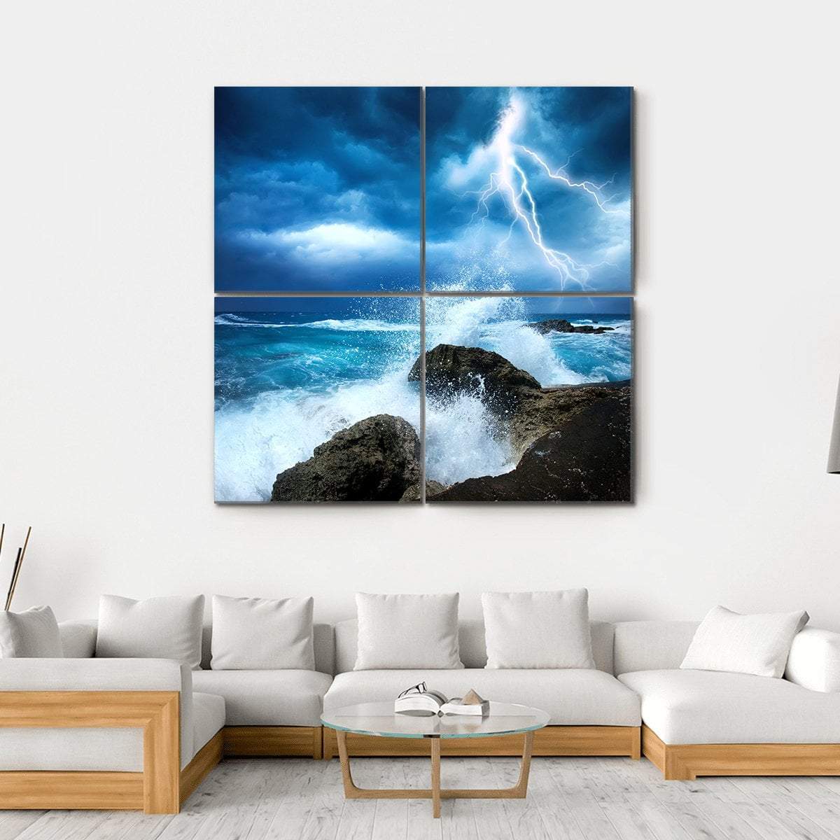 Ocean Storm Canvas Wall Art-4 Square-Gallery Wrap-17" x 17"-Tiaracle