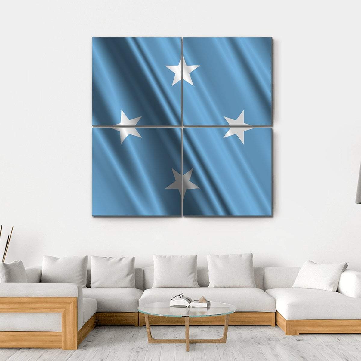 Micronesia Flag Canvas Wall Art-4 Square-Gallery Wrap-17" x 17"-Tiaracle