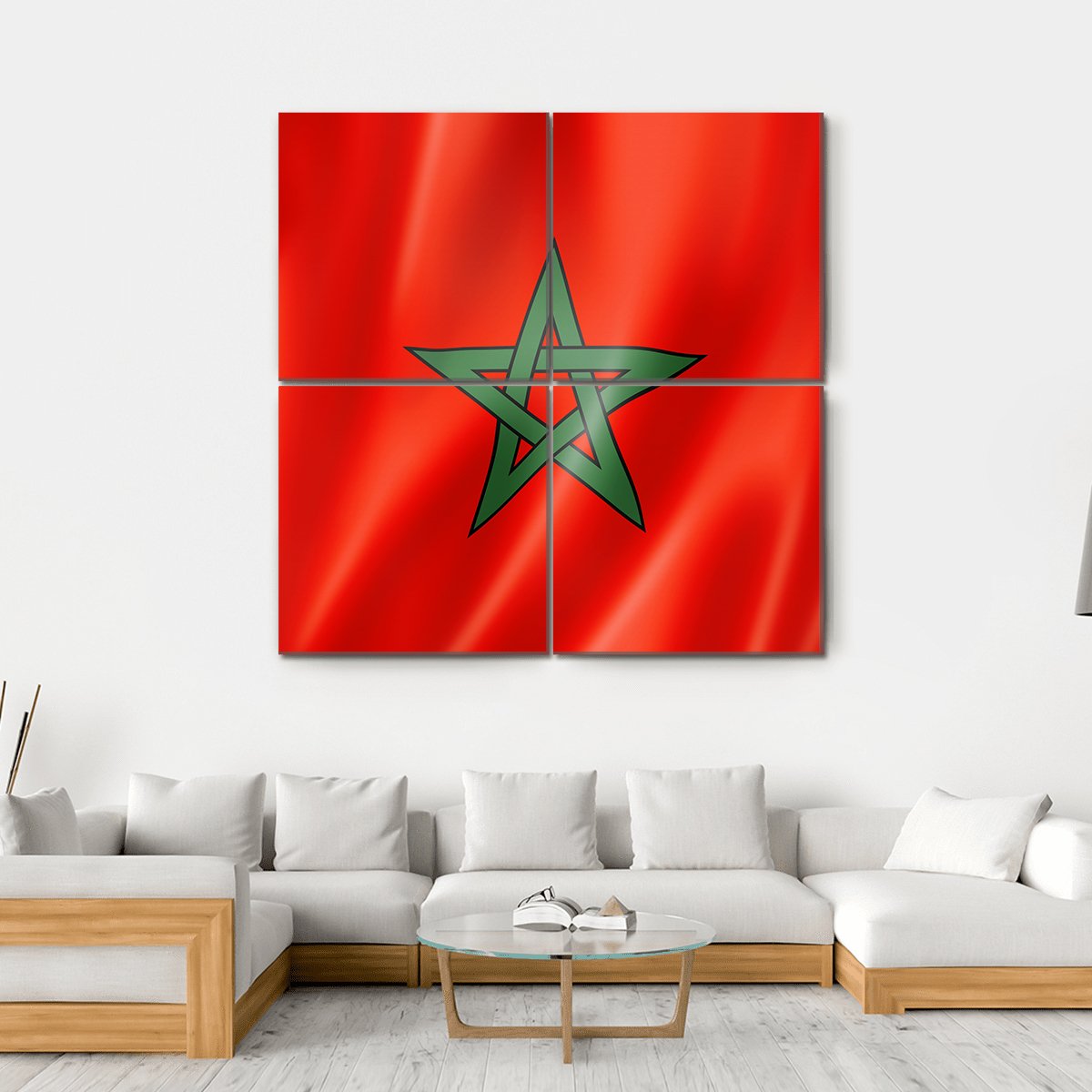 Morocco Flag Canvas Wall Art-4 Square-Gallery Wrap-17" x 17"-Tiaracle
