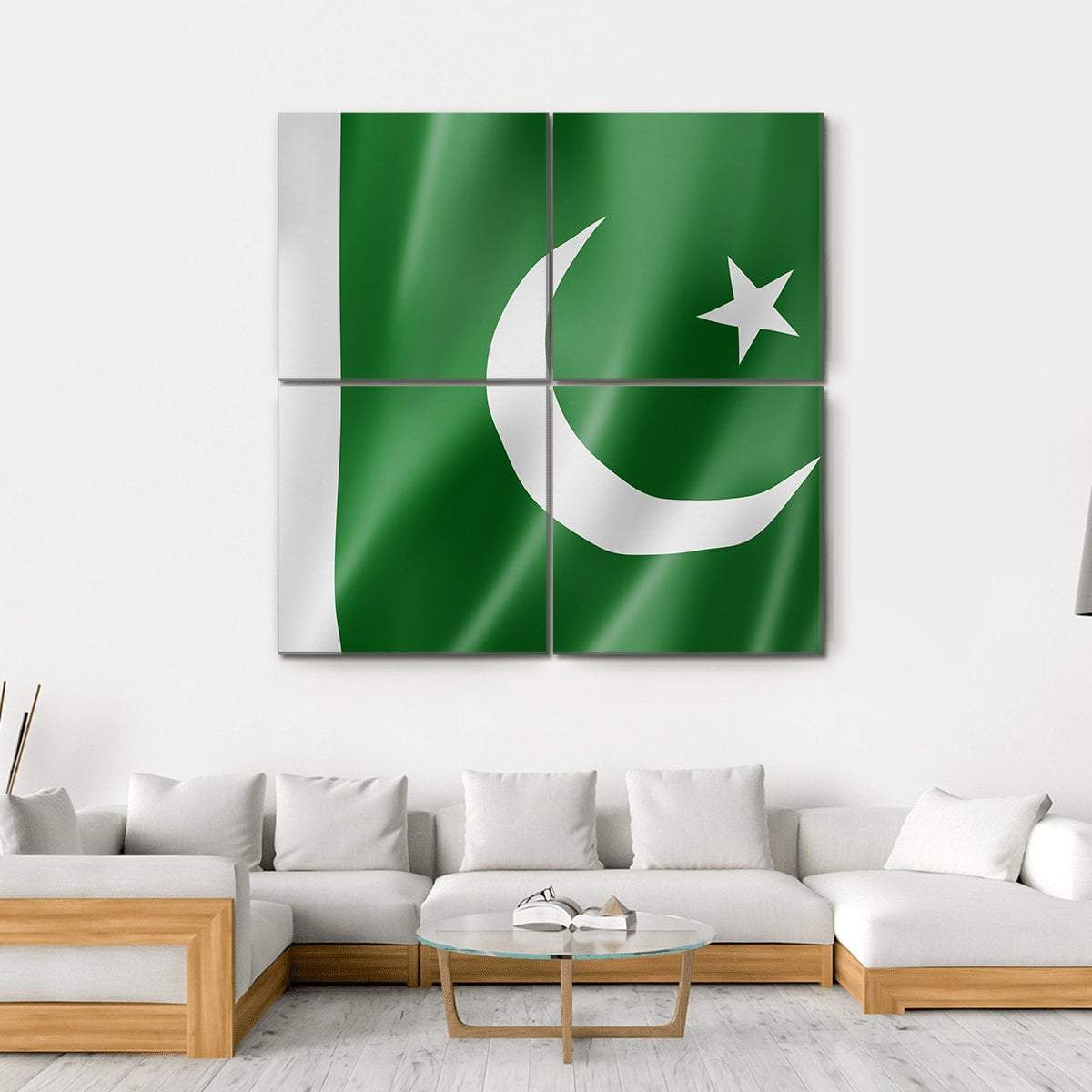 Pakistan Flag Canvas Wall Art-4 Square-Gallery Wrap-17" x 17"-Tiaracle