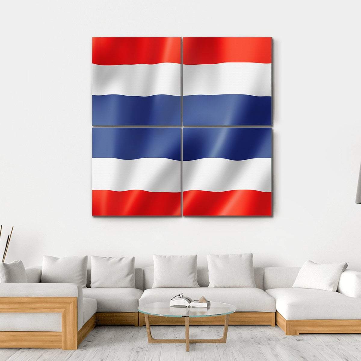 Thailand Flag Canvas Wall Art-5 Horizontal-Gallery Wrap-22" x 12"-Tiaracle