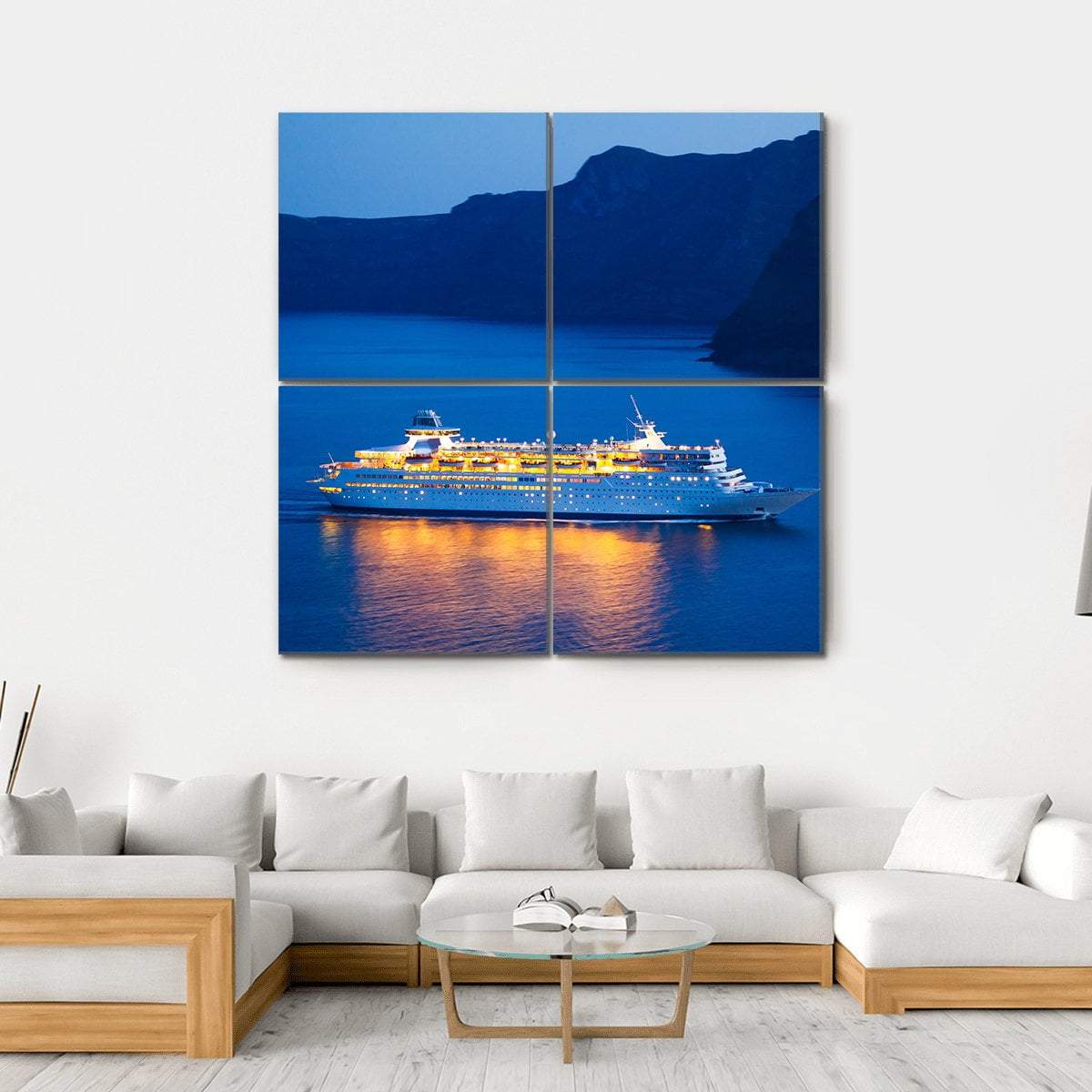 Cruise Ship At Sunset Canvas Wall Art-4 Square-Gallery Wrap-17" x 17"-Tiaracle