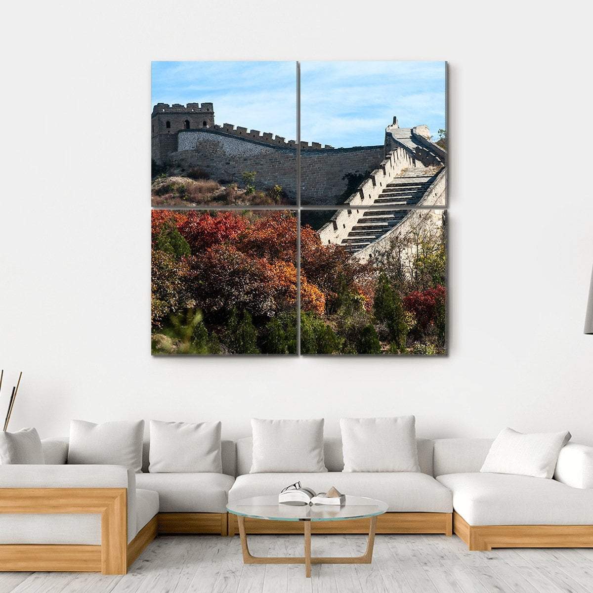 Great Wall In Autumn Canvas Wall Art-4 Square-Gallery Wrap-17" x 17"-Tiaracle