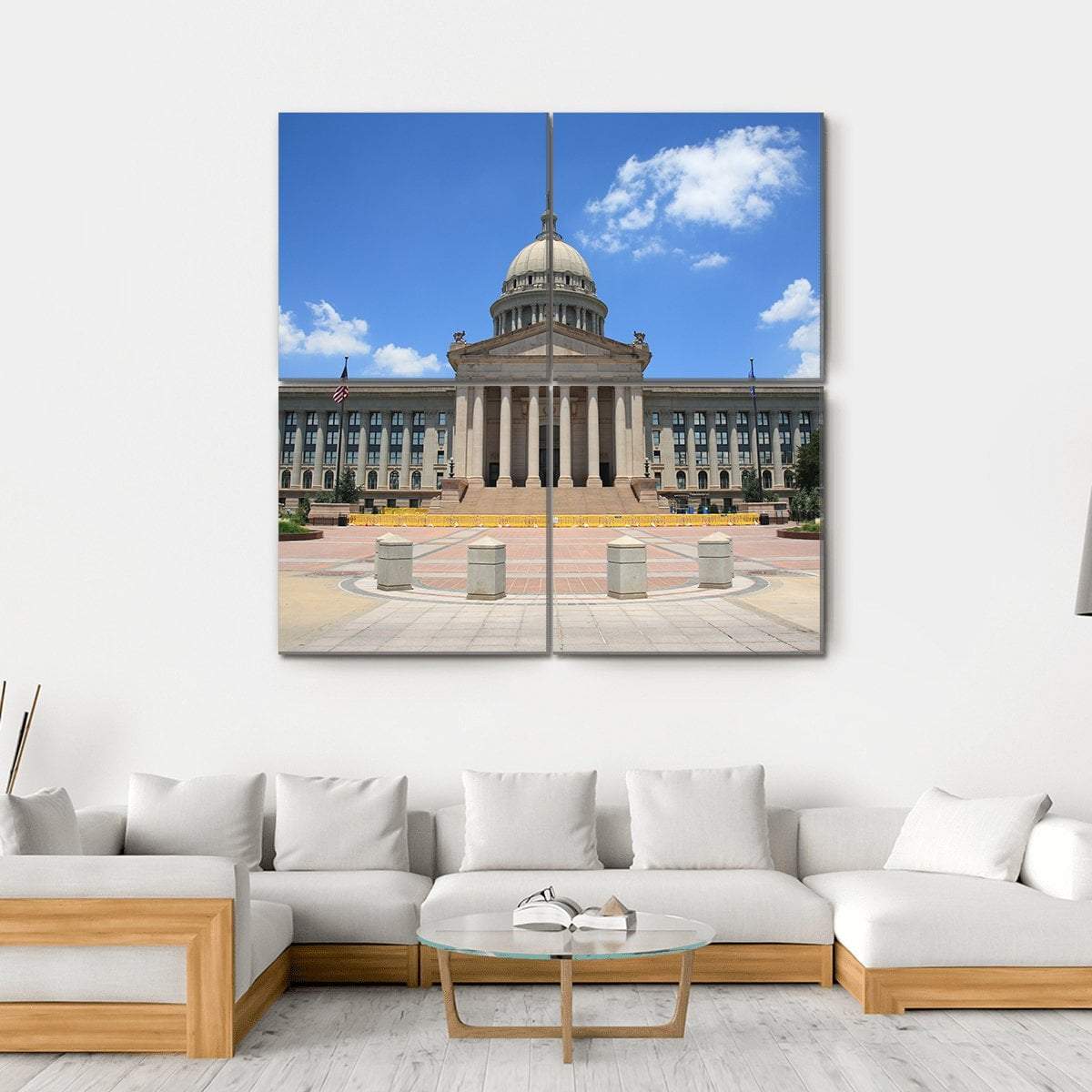 Capitol Building Oklahoma Canvas Wall Art-4 Square-Gallery Wrap-17" x 17"-Tiaracle