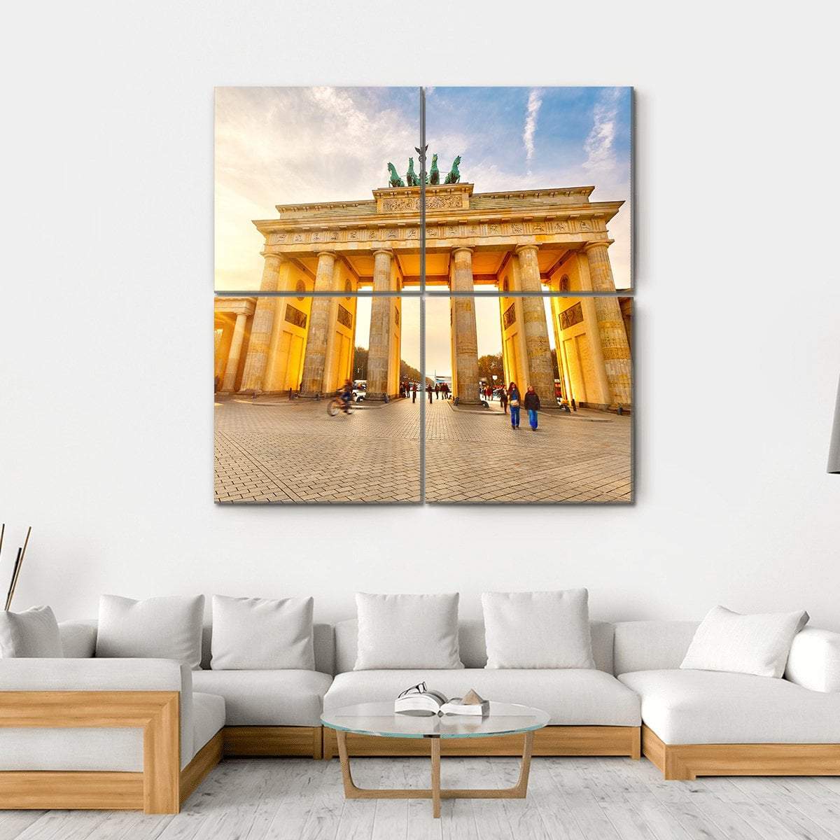 Brandenburg Gate At Sunset Canvas Wall Art-4 Square-Gallery Wrap-17" x 17"-Tiaracle