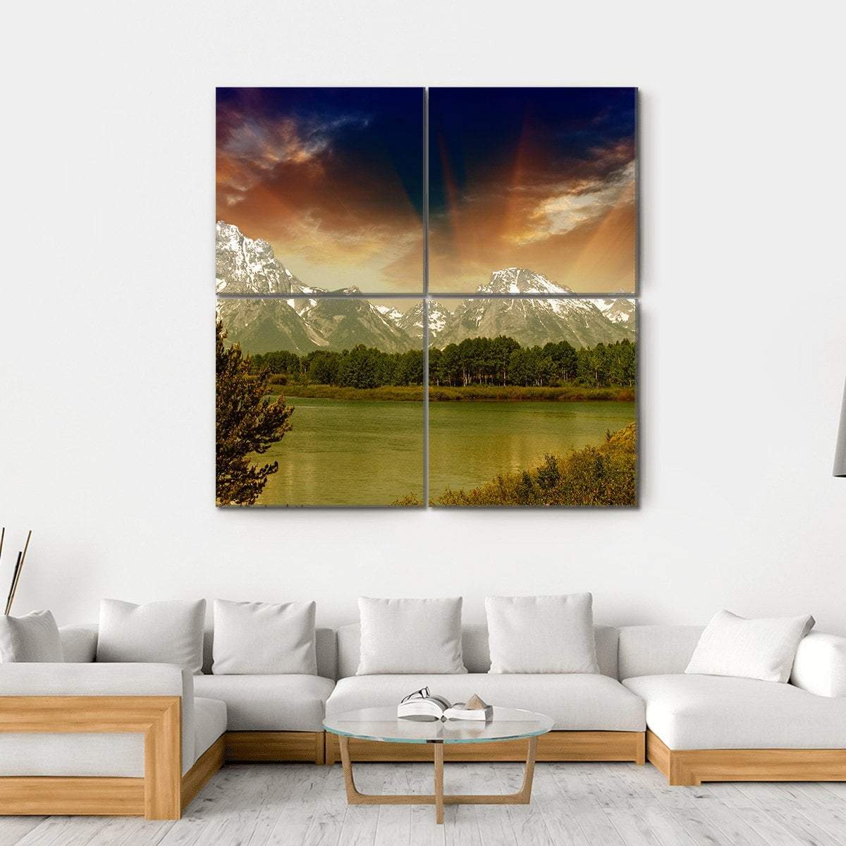 Grand Teton National Park Canvas Wall Art-4 Square-Gallery Wrap-17" x 17"-Tiaracle