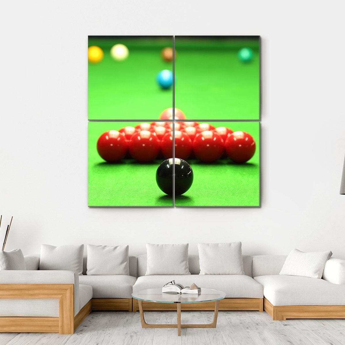 Snooker Balls Ready For Shot Canvas Wall Art-4 Square-Gallery Wrap-17&quot; x 17&quot;-Tiaracle