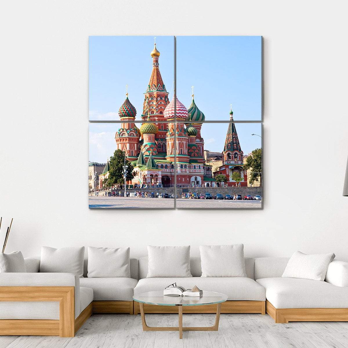 Red Square With Vasilevsky Descent In Moscow Canvas Wall Art-4 Square-Gallery Wrap-17" x 17"-Tiaracle
