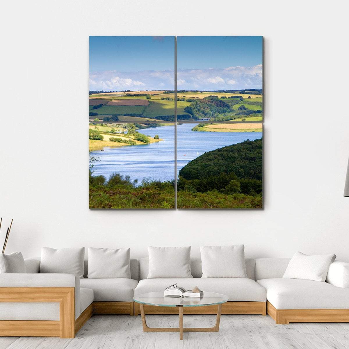 Wimbleball Lake Canvas Wall Art-4 Square-Gallery Wrap-17" x 17"-Tiaracle