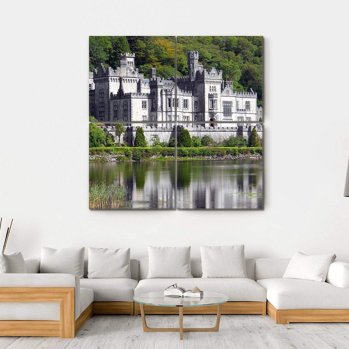 Kylemore Abbey Ireland Canvas Wall Art-4 Square-Gallery Wrap-17" x 17"-Tiaracle