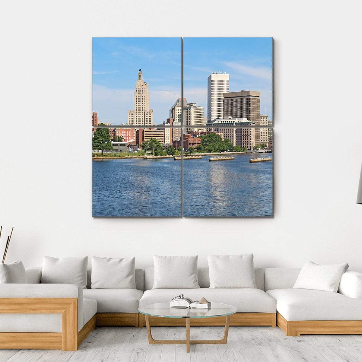 View Of Skyline Of Providence Canvas Wall Art-4 Square-Gallery Wrap-17" x 17"-Tiaracle