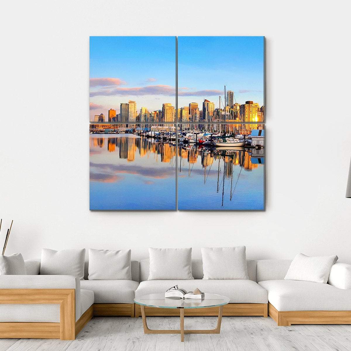 View Of Vancouver Skyline Canvas Wall Art-4 Square-Gallery Wrap-17" x 17"-Tiaracle