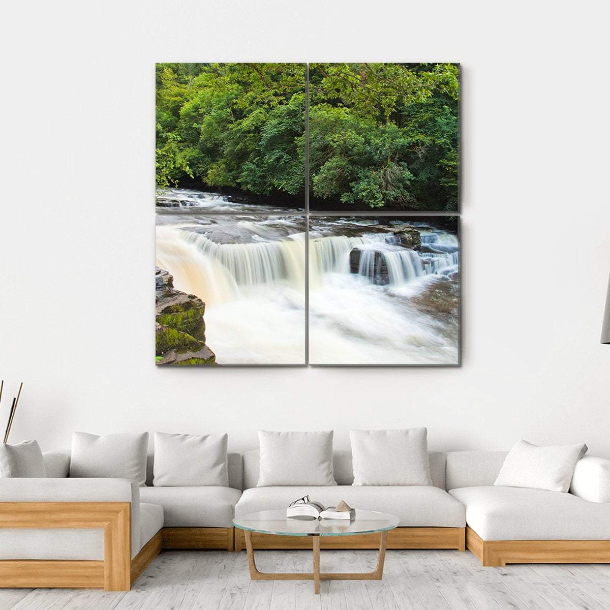 Dundaff Linn Waterfall Canvas Wall Art-4 Square-Gallery Wrap-17" x 17"-Tiaracle
