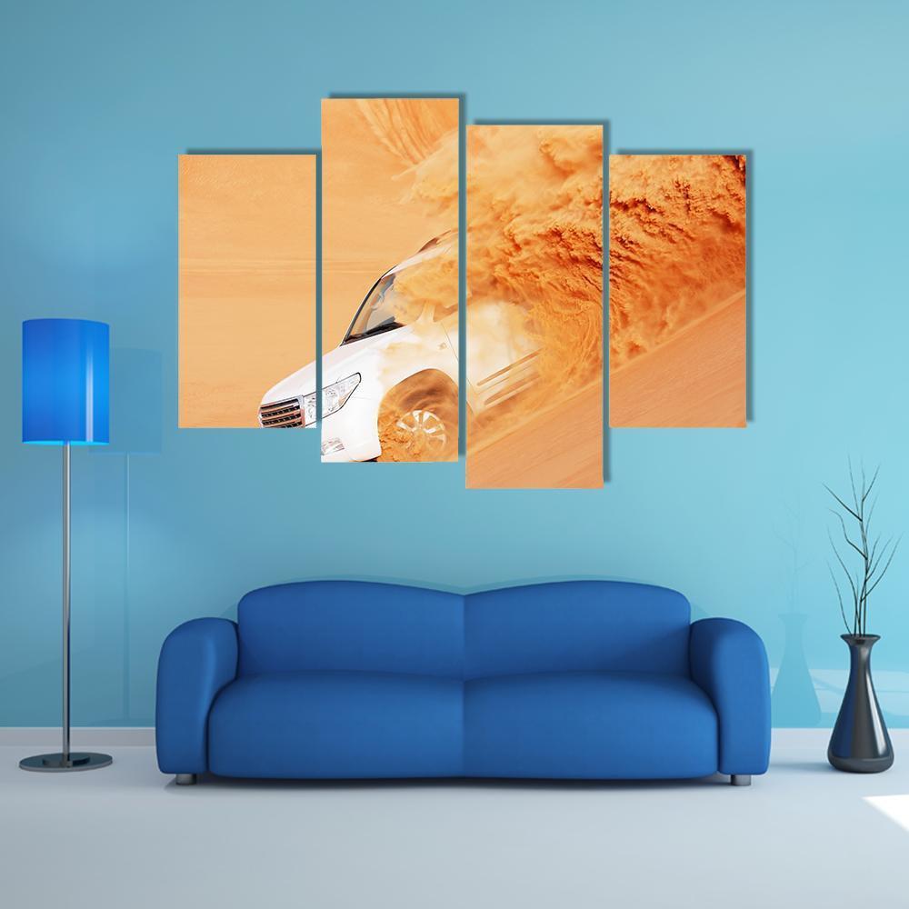 4*4 In Arabian Desert Canvas Wall Art-4 Pop-Gallery Wrap-50" x 32"-Tiaracle