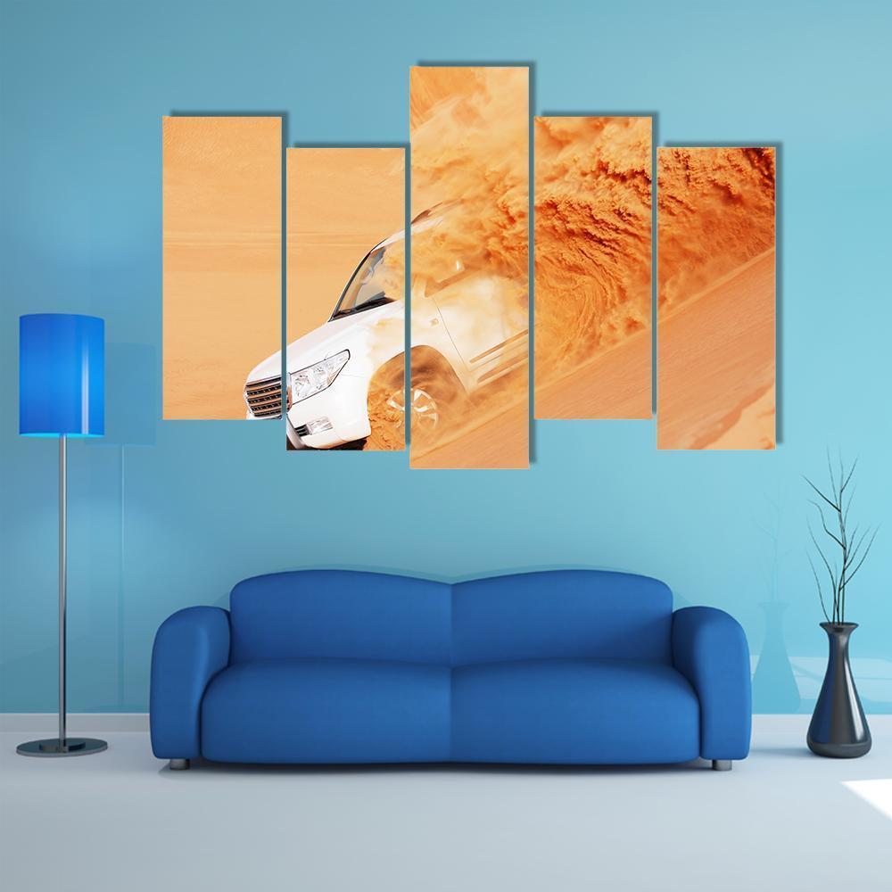 4*4 In Arabian Desert Canvas Wall Art-5 Pop-Gallery Wrap-47" x 32"-Tiaracle