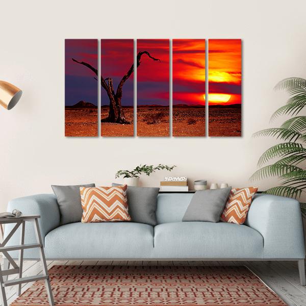 Dead Tree In Desert Canvas Wall Art-5 Horizontal-Gallery Wrap-22" x 12"-Tiaracle