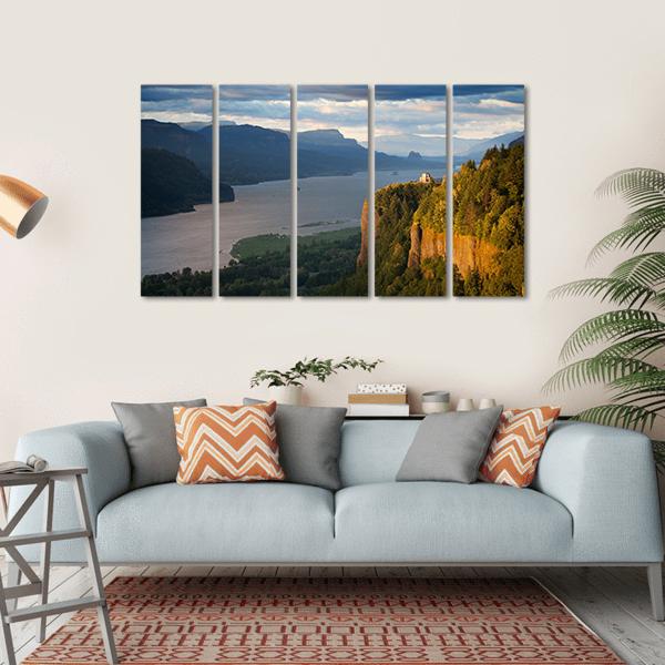 Columbia River &amp; Gorge Canvas Wall Art-5 Horizontal-Gallery Wrap-22" x 12"-Tiaracle