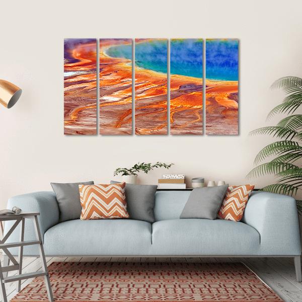 Watercolor Grand Prismatic Spring Canvas Wall Art-5 Horizontal-Gallery Wrap-22" x 12"-Tiaracle