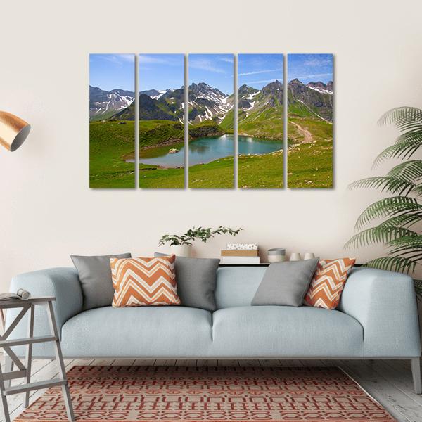 Summer Alpine Landscape Canvas Wall Art-5 Horizontal-Gallery Wrap-22" x 12"-Tiaracle