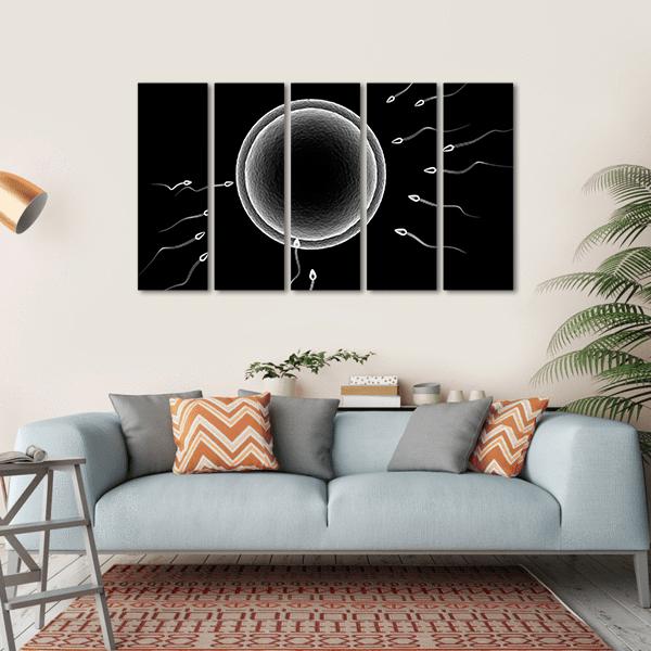 Sperm And Human Egg Canvas Wall Art-5 Horizontal-Gallery Wrap-22" x 12"-Tiaracle