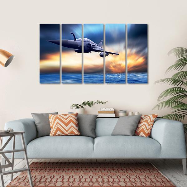 Military Airplane On Speed Canvas Wall Art-5 Horizontal-Gallery Wrap-22" x 12"-Tiaracle