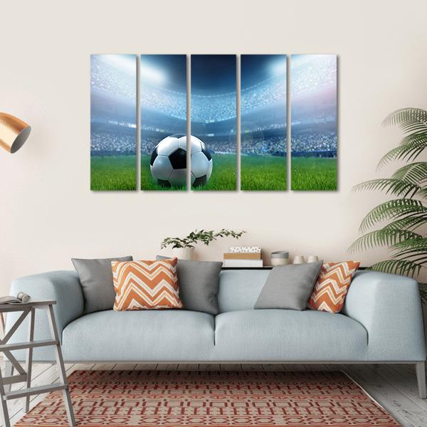 Close Up Of Football Canvas Wall Art-5 Horizontal-Gallery Wrap-22&quot; x 12&quot;-Tiaracle
