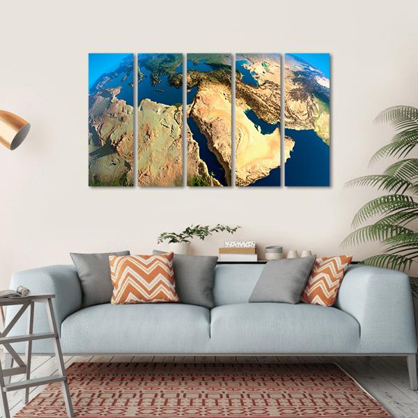 Middle East Satellite View Canvas Wall Art-5 Horizontal-Gallery Wrap-22" x 12"-Tiaracle