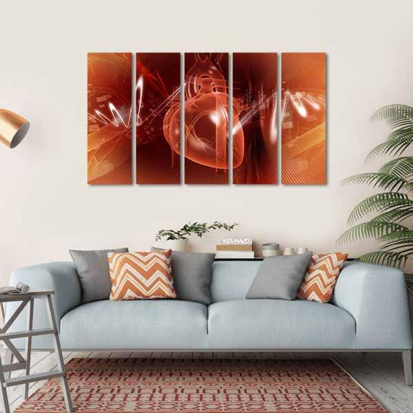 Human Heart Illustration Canvas Wall Art-5 Horizontal-Gallery Wrap-22" x 12"-Tiaracle