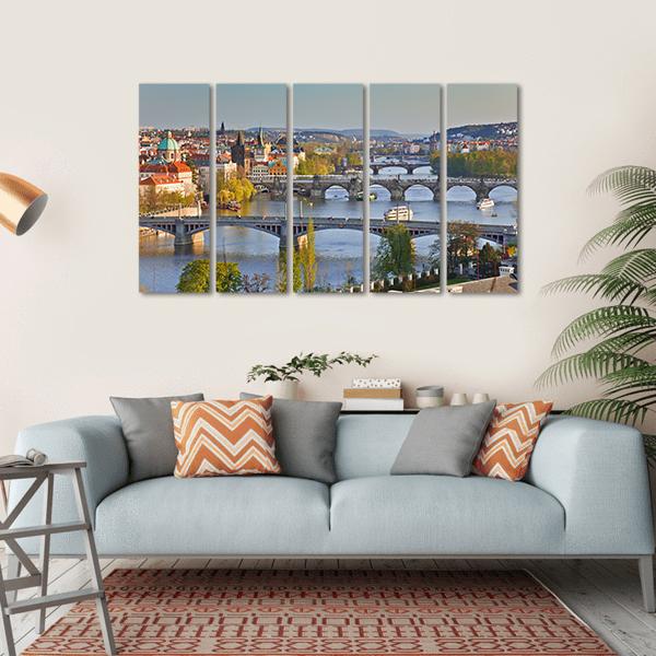 View On Prague At Sunset Canvas Wall Art-5 Horizontal-Gallery Wrap-22" x 12"-Tiaracle