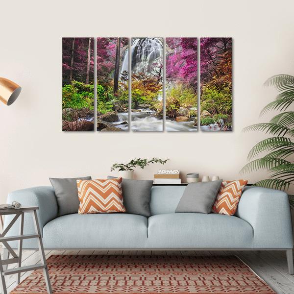 Klonglan Waterfall Thailand Canvas Wall Art-5 Horizontal-Gallery Wrap-22" x 12"-Tiaracle