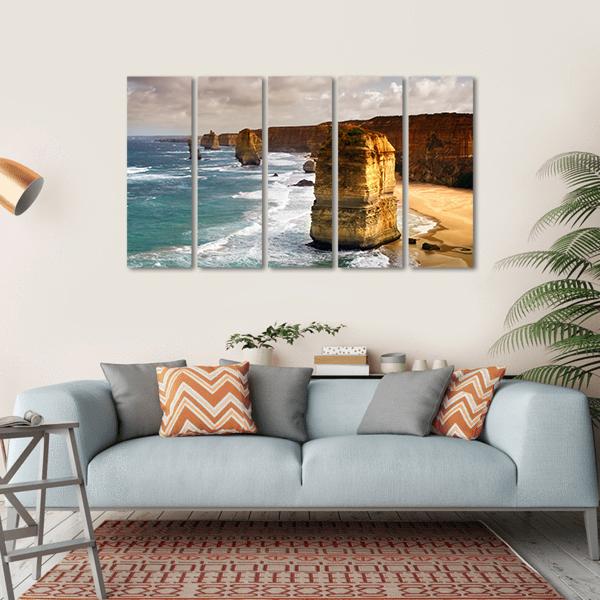 Apostles In Australia Canvas Wall Art-5 Horizontal-Gallery Wrap-22" x 12"-Tiaracle