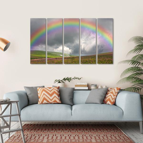 Rainbow On Dark Sky Canvas Wall Art-5 Horizontal-Gallery Wrap-22" x 12"-Tiaracle