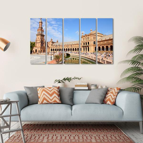 Plaza De Espana Canvas Wall Art-5 Horizontal-Gallery Wrap-22" x 12"-Tiaracle