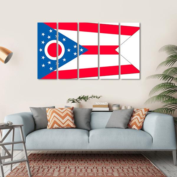 Ohio State Flag Canvas Wall Art-5 Horizontal-Gallery Wrap-22" x 12"-Tiaracle