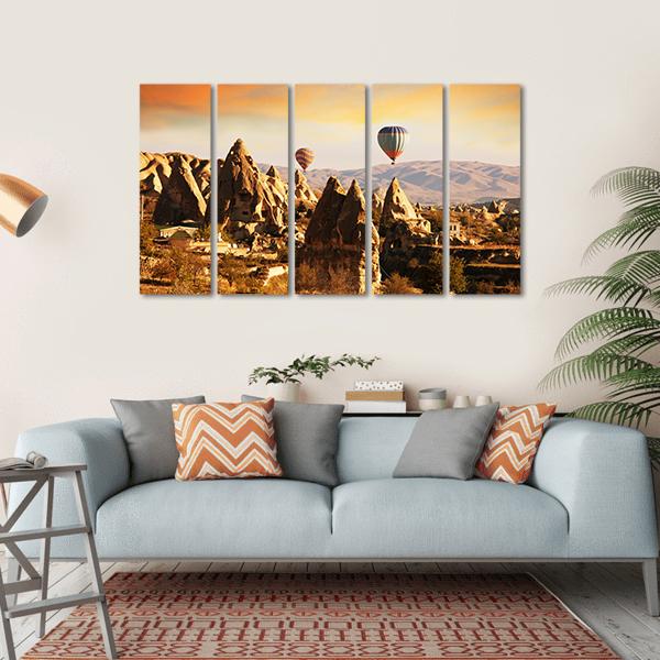 Cappadocia In Turkey Canvas Wall Art-5 Horizontal-Gallery Wrap-22" x 12"-Tiaracle