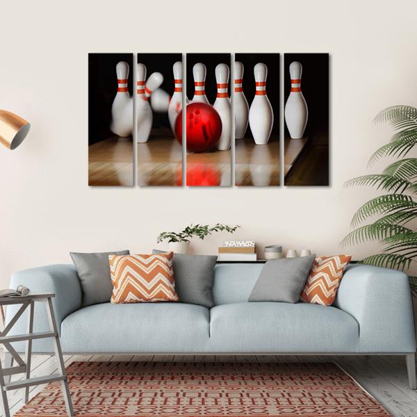 Bowling Strike Canvas Wall Art-5 Horizontal-Gallery Wrap-22&quot; x 12&quot;-Tiaracle