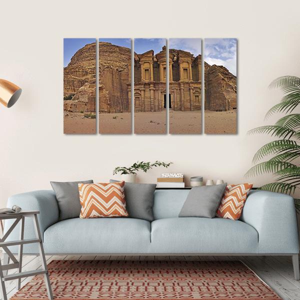 Ad-Deir In Petra Jordan Canvas Wall Art-5 Horizontal-Gallery Wrap-22" x 12"-Tiaracle