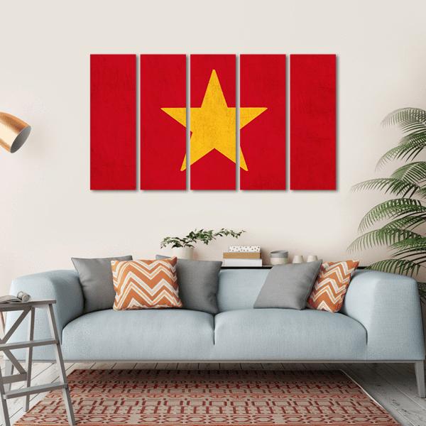 Vietnam Flag Canvas Wall Art-5 Horizontal-Gallery Wrap-22" x 12"-Tiaracle