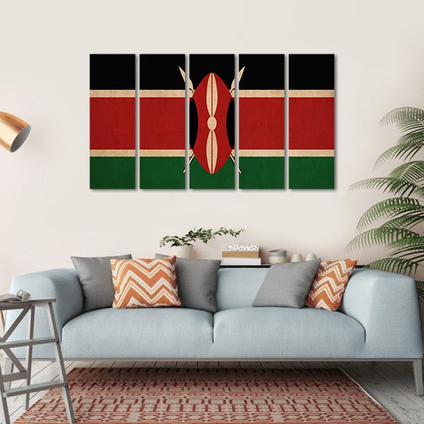 Kenya Flag Canvas Wall Art-5 Horizontal-Gallery Wrap-22" x 12"-Tiaracle