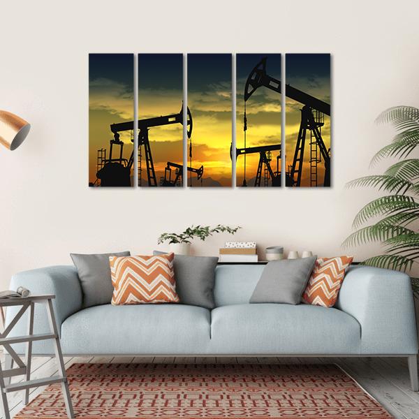 Oil Pump Jack In Operation Canvas Wall Art-5 Horizontal-Gallery Wrap-22" x 12"-Tiaracle