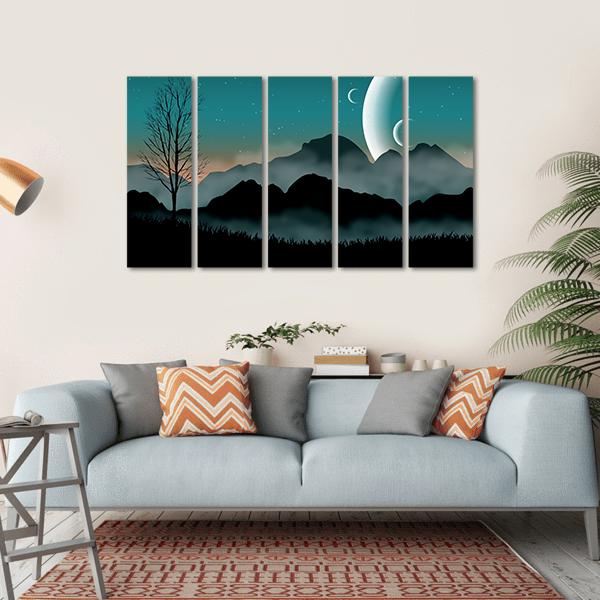 SF Space Night Sky Canvas Wall Art-5 Horizontal-Gallery Wrap-22" x 12"-Tiaracle