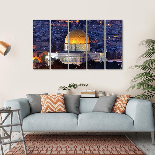 Dome Of Rock Jerusalem Canvas Wall Art-5 Horizontal-Gallery Wrap-22" x 12"-Tiaracle