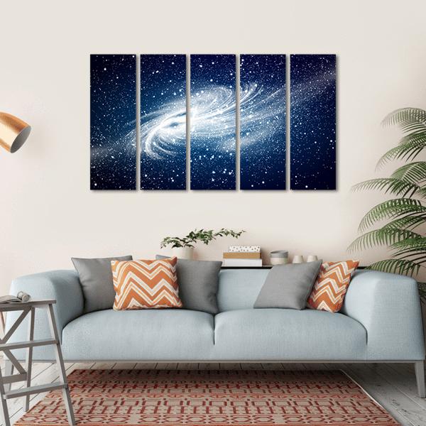 Spiral Galaxy Against Black Space Canvas Wall Art-5 Horizontal-Gallery Wrap-22" x 12"-Tiaracle
