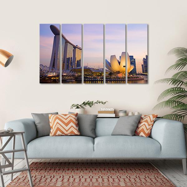 Singapore's Financial District Canvas Wall Art-5 Horizontal-Gallery Wrap-22" x 12"-Tiaracle